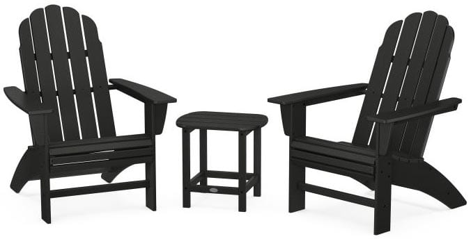 POLYWOOD® Vineyard 3-Piece Curveback Adirondack Set with South Beach 18" Side Table - PWS701-1 Adirondack Chair POLYWOOD®