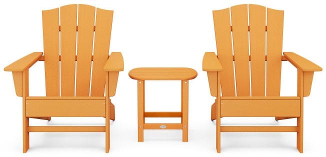 POLYWOOD® Wave 3-Piece Adirondack Chair Set with The Crest Chairs - PWS588-1 Adirondack Chair POLYWOOD®