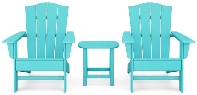 POLYWOOD® Wave 3-Piece Adirondack Chair Set with The Crest Chairs - PWS588-1 Adirondack Chair POLYWOOD®
