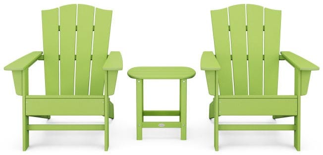 POLYWOOD® Wave 3-Piece Adirondack Chair Set with The Crest Chairs - PWS588-1 Adirondack Chair POLYWOOD®