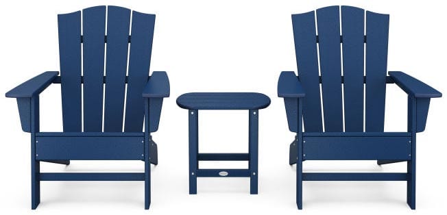 POLYWOOD® Wave 3-Piece Adirondack Chair Set with The Crest Chairs - PWS588-1 Adirondack Chair POLYWOOD®