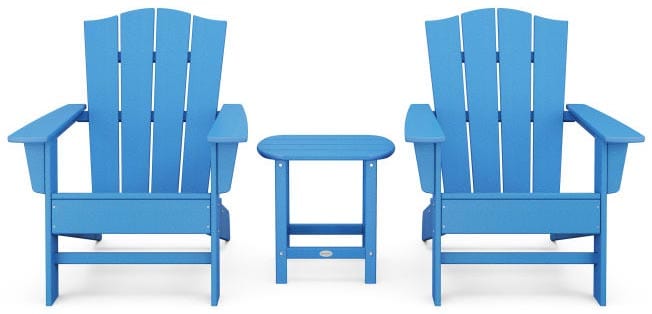 POLYWOOD® Wave 3-Piece Adirondack Chair Set with The Crest Chairs - PWS588-1 Adirondack Chair POLYWOOD®