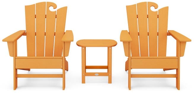 POLYWOOD® Wave 3-Piece Adirondack Set with The Ocean Chair - PWS586-1 Adirondack Chair POLYWOOD®