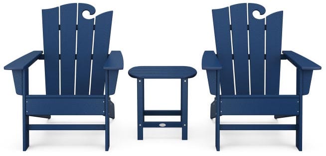 POLYWOOD® Wave 3-Piece Adirondack Set with The Ocean Chair - PWS586-1 Adirondack Chair POLYWOOD®