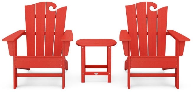 POLYWOOD® Wave 3-Piece Adirondack Set with The Ocean Chair - PWS586-1 Adirondack Chair POLYWOOD®