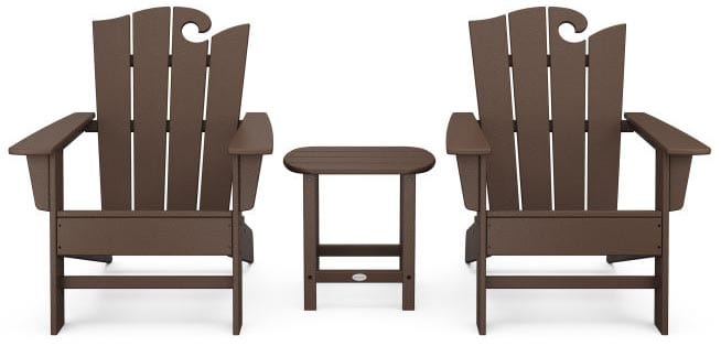POLYWOOD® Wave 3-Piece Adirondack Set with The Ocean Chair - PWS586-1 Adirondack Chair POLYWOOD®