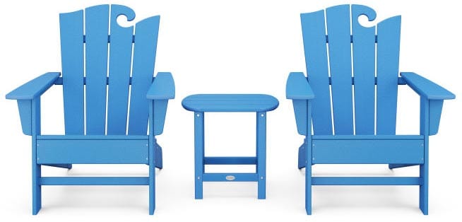 POLYWOOD® Wave 3-Piece Adirondack Set with The Ocean Chair - PWS586-1 Adirondack Chair POLYWOOD®