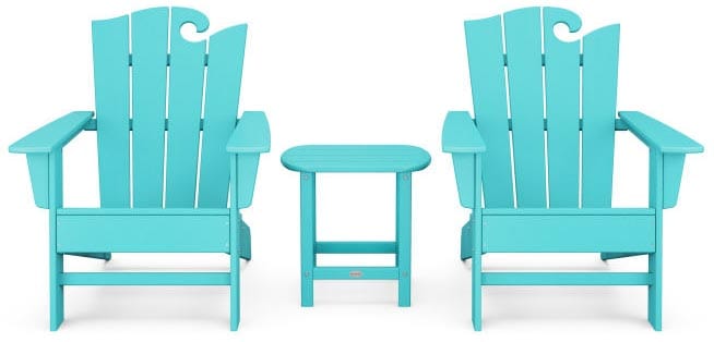 POLYWOOD® Wave 3-Piece Adirondack Set with The Ocean Chair - PWS586-1 Adirondack Chair POLYWOOD®