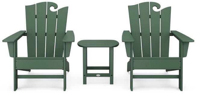 POLYWOOD® Wave 3-Piece Adirondack Set with The Ocean Chair - PWS586-1 Adirondack Chair POLYWOOD®