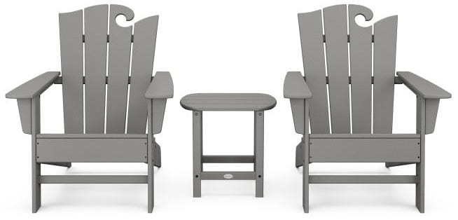 POLYWOOD® Wave 3-Piece Adirondack Set with The Ocean Chair - PWS586-1 Adirondack Chair POLYWOOD®