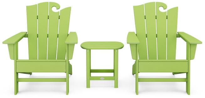 POLYWOOD® Wave 3-Piece Adirondack Set with The Ocean Chair - PWS586-1 Adirondack Chair POLYWOOD®