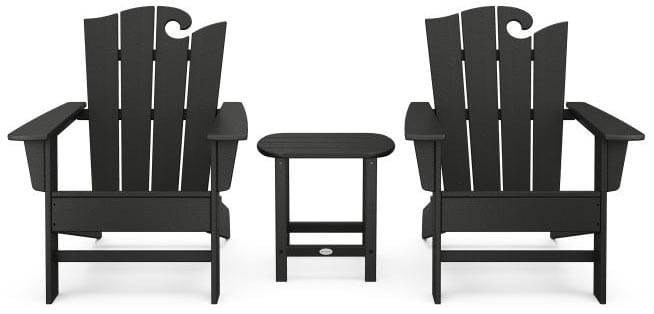 POLYWOOD® Wave 3-Piece Adirondack Set with The Ocean Chair - PWS586-1 Adirondack Chair POLYWOOD®