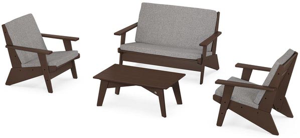 POLYWOOD® - Riviera Modern Lounge 4-Piece Set - Mahogany