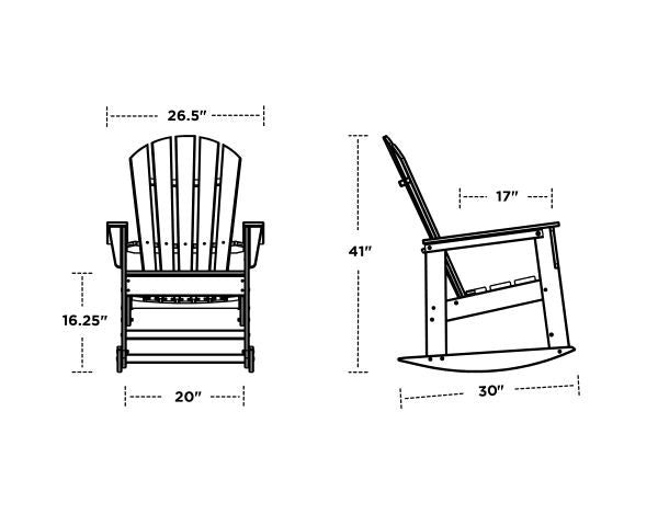 POLYWOOD® Rocking Chair - South Beach - Dimensions