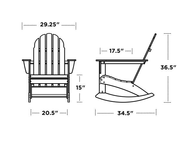 POLYWOOD® Adirondack Rocking Chair - Vineyard Dimensions