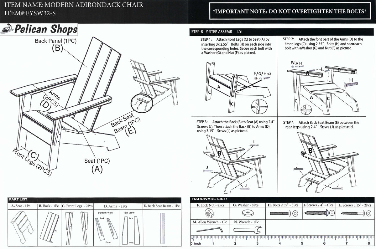 Ocean Edge Modern Adirondack Chair by Atlas Assembly Instructions